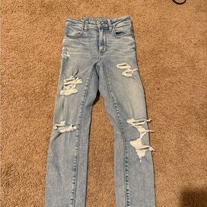 American Eagle Outfitters Light Blue Distressed Skinny Jeans
